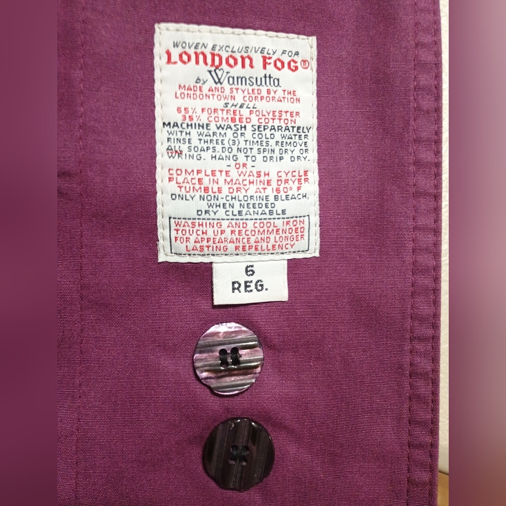 Vintage London Fog Beltless Midi Trench Coat Purple Size 6 - Picture 10 of 16